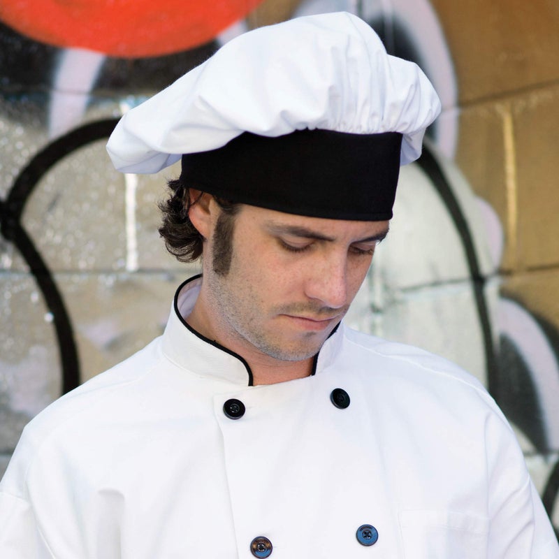 Uncommon Threads mens Unisex Poplin Chefs Hat, White/Black, One Size US - Image 2